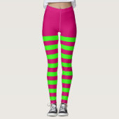 Roze en groen gestreept leggings (Voorkant)