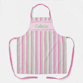 Roze en Groen Gestreept Patroon Aangepast Schort (Voorkant)