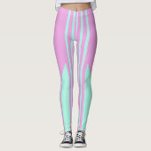 Roze en groen gestreepte leggings (Voorkant)