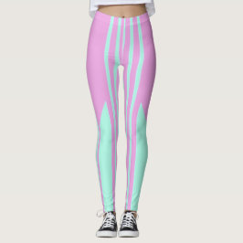 Roze en groen gestreepte leggings