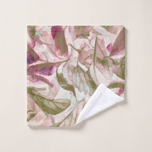 Roze en Groen Gevallen Bladeren Bad Handdoek (Wasdoekje)