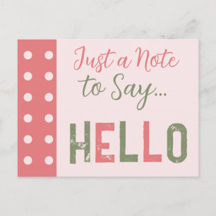 Roze en groen gewoon een briefje om hallo te zegge briefkaart