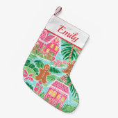 Roze en Groen Gingerbread Mannen Kleine Kerstsok (Voorkant (Hangend))