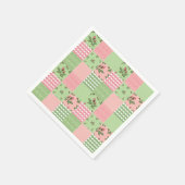 Roze en Groen Gingham Patchwork Paper Napkins Servet (Hoek)