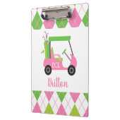 Roze en Groen Golf, gepersonaliseerd Monogram Klem Klembord (Links)