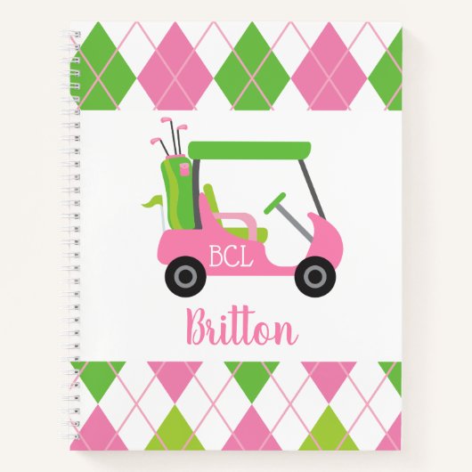 Roze en Groen Golf gepersonaliseerd Monogram Notit Notitieboek (Voorkant)