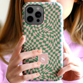 Roze En Groen Golfkleurig Geruit Monogram Case-Mate iPhone Case
