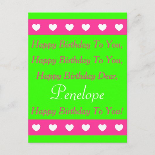 Roze en groen Happy Birthday Song Briefkaart (Voorkant)