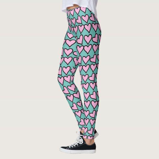 Roze en Groen Hart Leggings (Links)