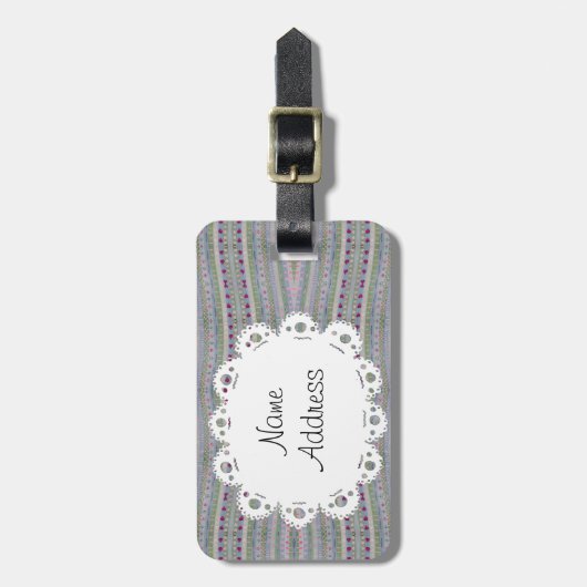 Roze en groen  hartpatroon bagagelabel (Voorkant verticaal)