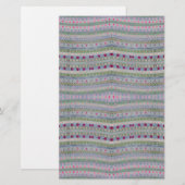 Roze en groen hartpatroon briefpapier (Voorkant / Achterkant)