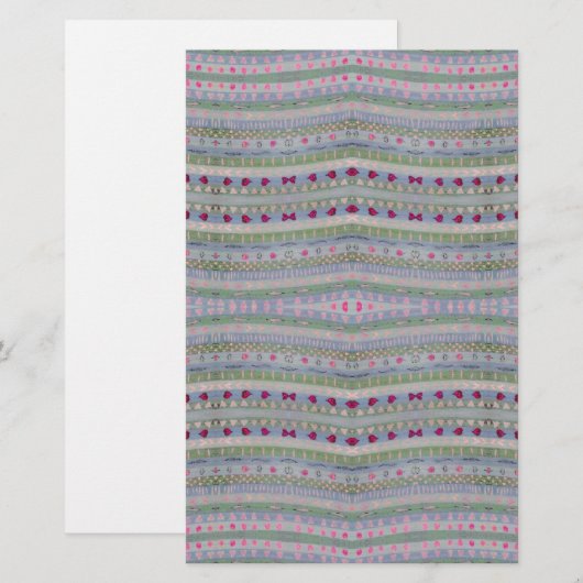 Roze en groen hartpatroon briefpapier (Voorkant / Achterkant)