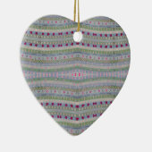 Roze en groen  hartpatroon keramisch ornament (Rechts)