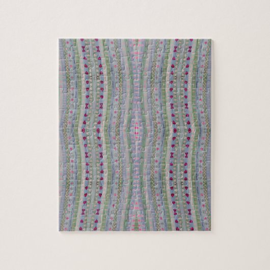 Roze en groen  hartpatroon legpuzzel (Verticaal)