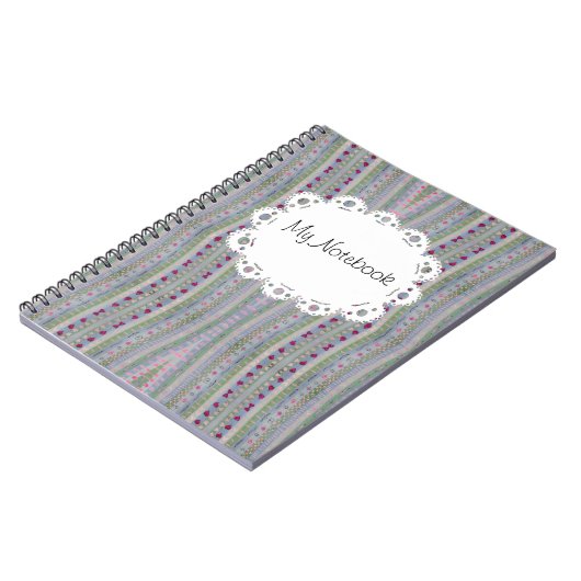 Roze en groen hartpatroon notitieboek (Linkerzijde)