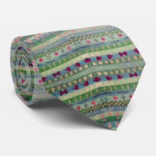 Roze en groen  hartpatroon stropdas