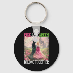 Roze en groen horen bij de heks Halloween Wom Sleutelhanger