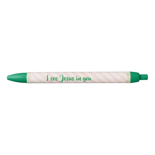 Roze en groen; ik zie Jezus in jou Zwarte Inkt Pen (Voorkant)