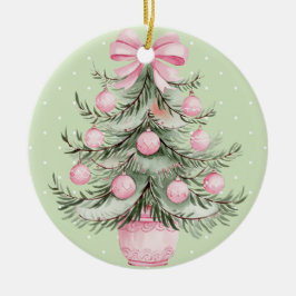 Roze en Groen Keramisch Ornament