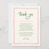  roze en groen kleurrijk huwelijk bedankkaart (Voorkant)