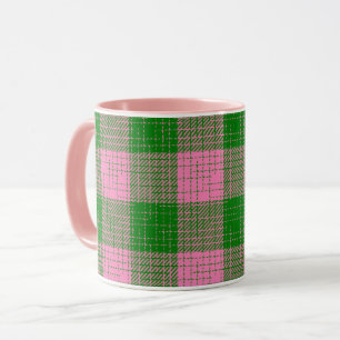 Roze en groen kruisraster geruit patroon mok