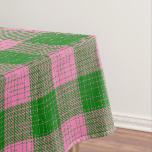Roze en groen kruisraster geruit patroon tafelkleed