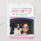 Roze en groen Leuk Vrolijk en Helder Vakantie Kaar Feestdagenkaart (Voorkant)