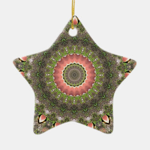 Roze en groen Mandala-ontwerp Keramisch Ornament