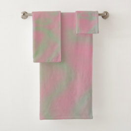 roze en groen Marmer abstract Bad Handdoek
