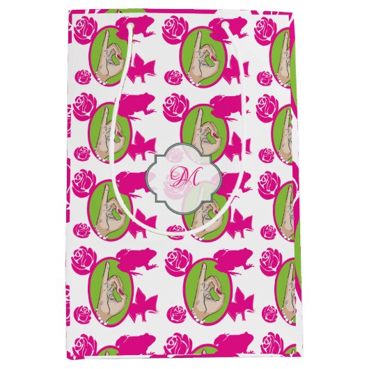 Roze en groen medium cadeauzakje (Voorkant)