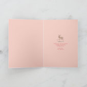 Roze en groen meisje en konijnen sneeuwlandschap feestdagen kaart (Binnen)