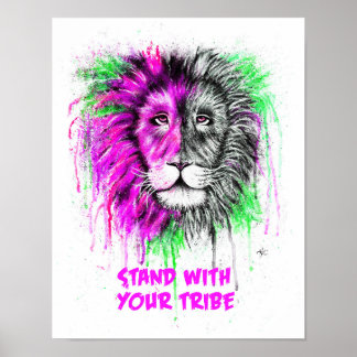 Roze en Groen met het Poster van de Tekst - Lion D