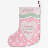 Roze en groen met sterren en naam kleine kerstsok (Achterkant)