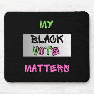 Roze en groen Mijn zwarte stem S Sticker Muismat