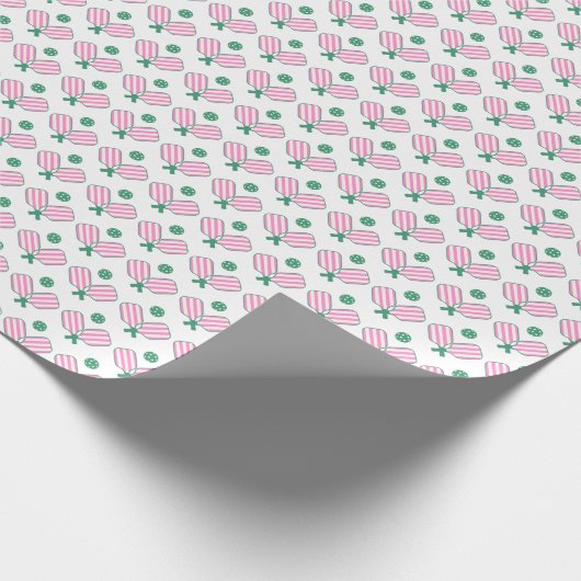Roze en Groen Mini Pickleball Verjaardag Cadeaupapier (Hoek)