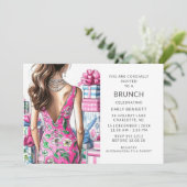 Roze en Groen Modern Vrijgezellenfeest Kaart (Staand voorkant)