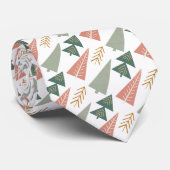 Roze en Groen Moderne Kerstbomen Op Wit Stropdas (Opgerold)