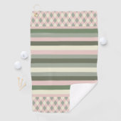 Roze en Groen Monogrammed Golfhanddoek (Insitu)