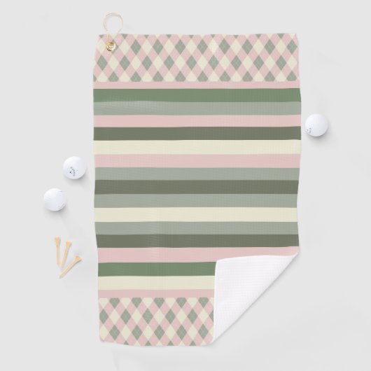 Roze en Groen Monogrammed Golfhanddoek (Insitu)