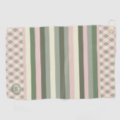 Roze en Groen Monogrammed Golfhanddoek (Horizontaal)
