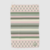 Roze en Groen Monogrammed Golfhanddoek (Voorkant)