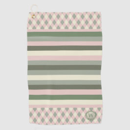 Roze en Groen Monogrammed Golfhanddoek