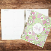 Roze en Groen Monogrammed Paisley Custom Planner