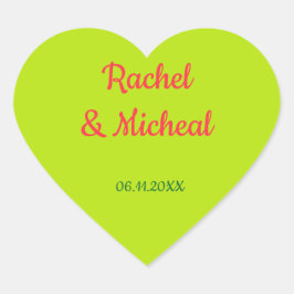 Roze en groen mooie bruiloft hart sticker
