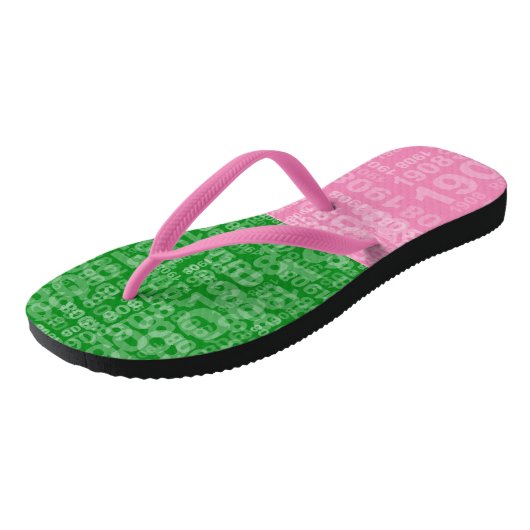 Roze en groen negentien teenslippers (Schuin)