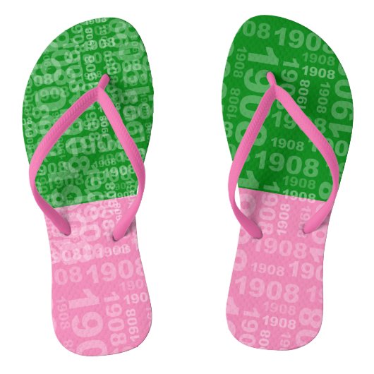 Roze en groen negentien teenslippers (Voetbed)