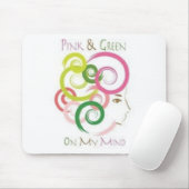 Roze en groen op mijn gedachten muismat (Met muis)