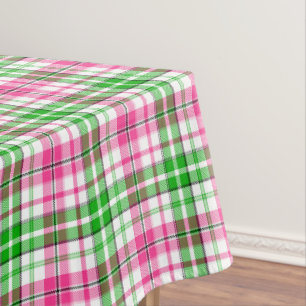 Roze en groen op wit geruit tartanpatroon tafelkleed