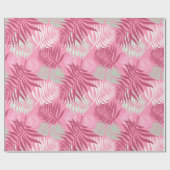 Roze en Groen Palmblad Verpakkingsdocument Cadeaupapier (Vlak)