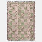 Roze en groen patchwork-ontwerp deken (Voorkant Verticaal)